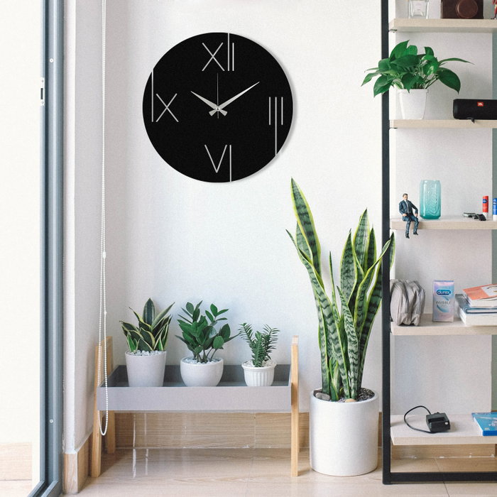 Wallity Reloj de Pared Decorativo Metal Negro 48x48 cm Grosor 1.2mm Elegancia y Arte para Hogar y Oficina